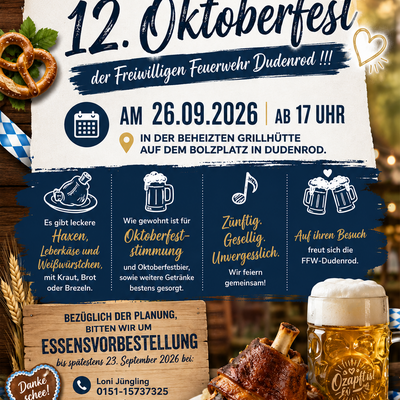 Plakat zum Oktoberfest der Feuerwehr Dudenrod