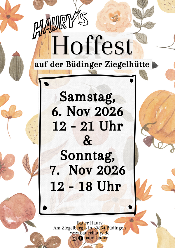 Plakat Hoffest auf der B&uuml;dinger Ziegelh&uuml;tte (November 2026)